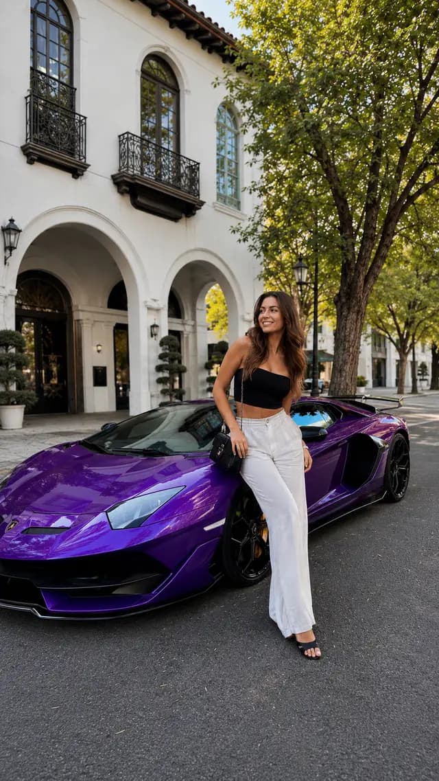 Lifestyle фото с фиолетовым Lamborghini